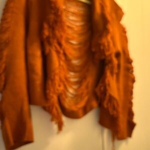 SWANK Rust Fringed Sweater